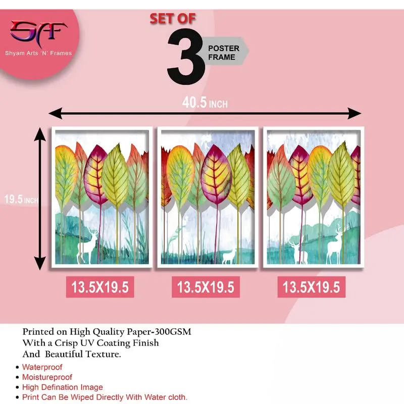 SAF paintings Set of 3 Modern Art White Frame painting for Wall Decoration,Home and Office OL-COMBO-98-M3