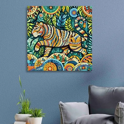 SAF Wooden Framed Tiger modern art Canvas Wall Painting for Home Décor And Office||For Bedroom, Living Room Home wall and Office Interior 24X24 Inch painting CR-315