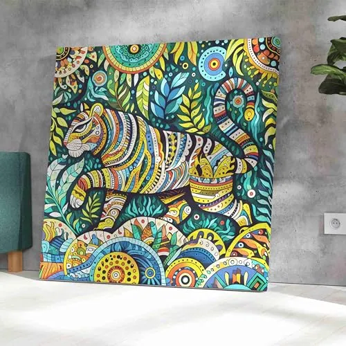 SAF Wooden Framed Tiger modern art Canvas Wall Painting for Home Décor And Office||For Bedroom, Living Room Home wall and Office Interior 24X24 Inch painting CR-315