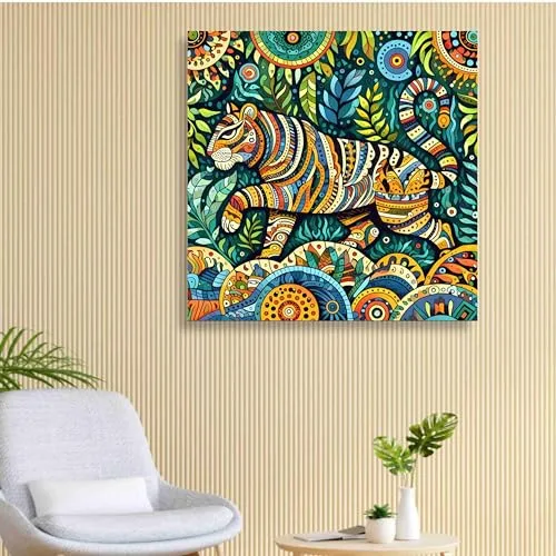 SAF Wooden Framed Tiger modern art Canvas Wall Painting for Home Décor And Office||For Bedroom, Living Room Home wall and Office Interior 24X24 Inch painting CR-315