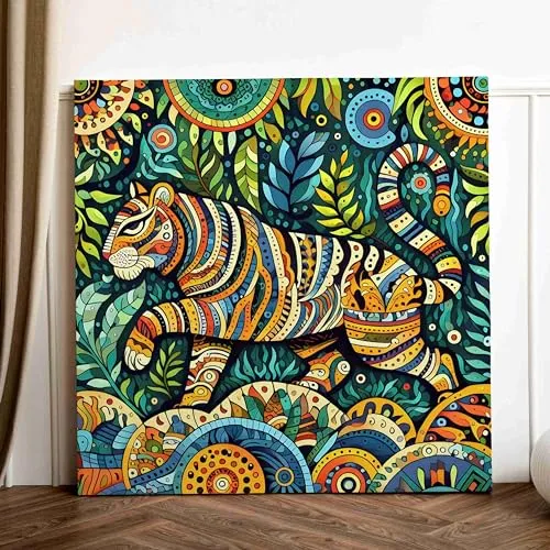 SAF Wooden Framed Tiger modern art Canvas Wall Painting for Home Décor And Office||For Bedroom, Living Room Home wall and Office Interior 24X24 Inch painting CR-315