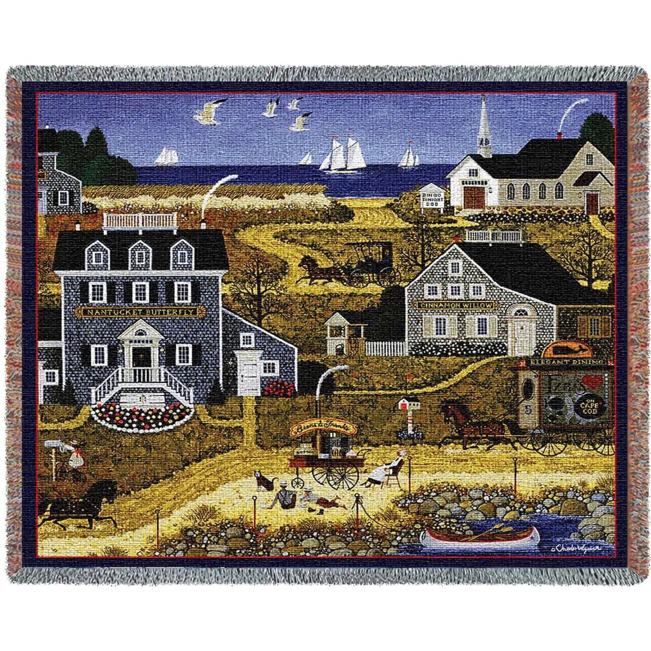 Salty Witch Bay Woven Throw Blanket by Charles Wysocki©