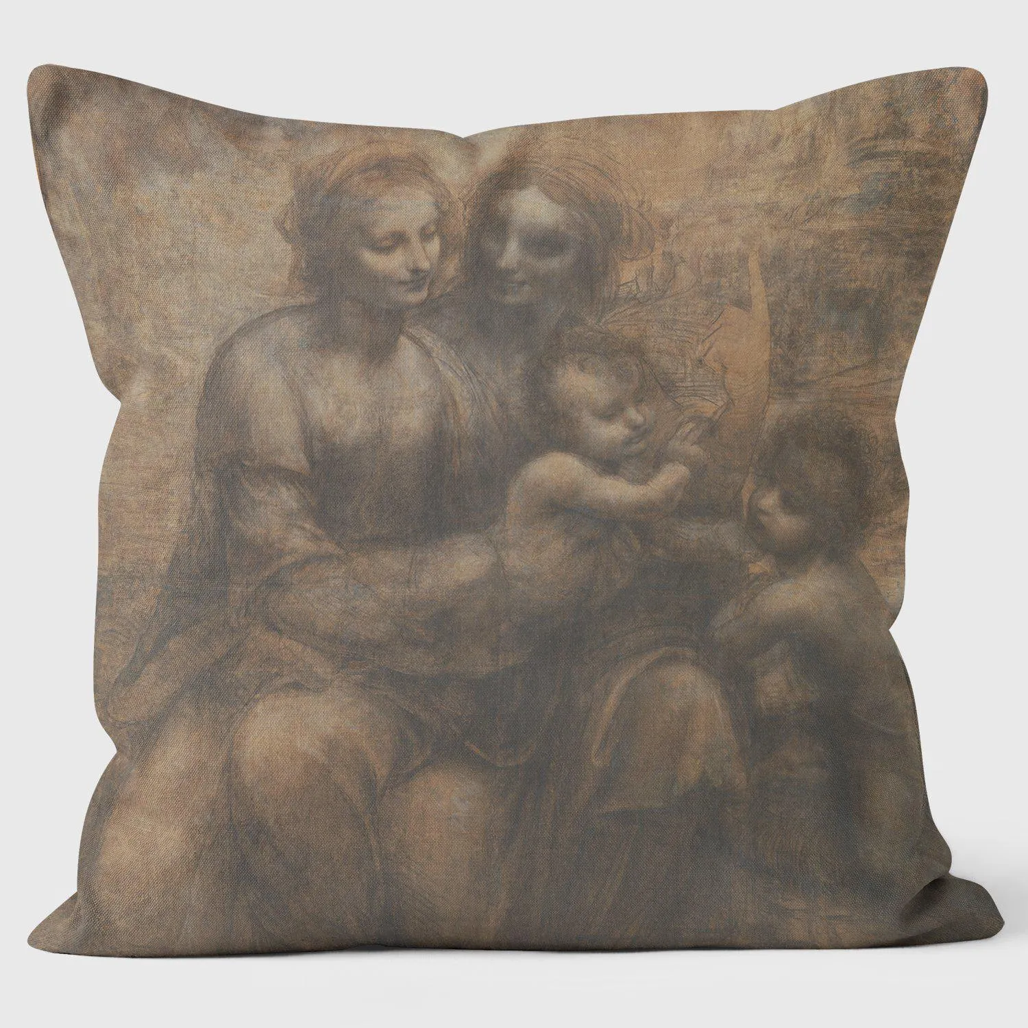 The Burlington House Cartoon - Leonardo da Vinci - National Gallery Cushion