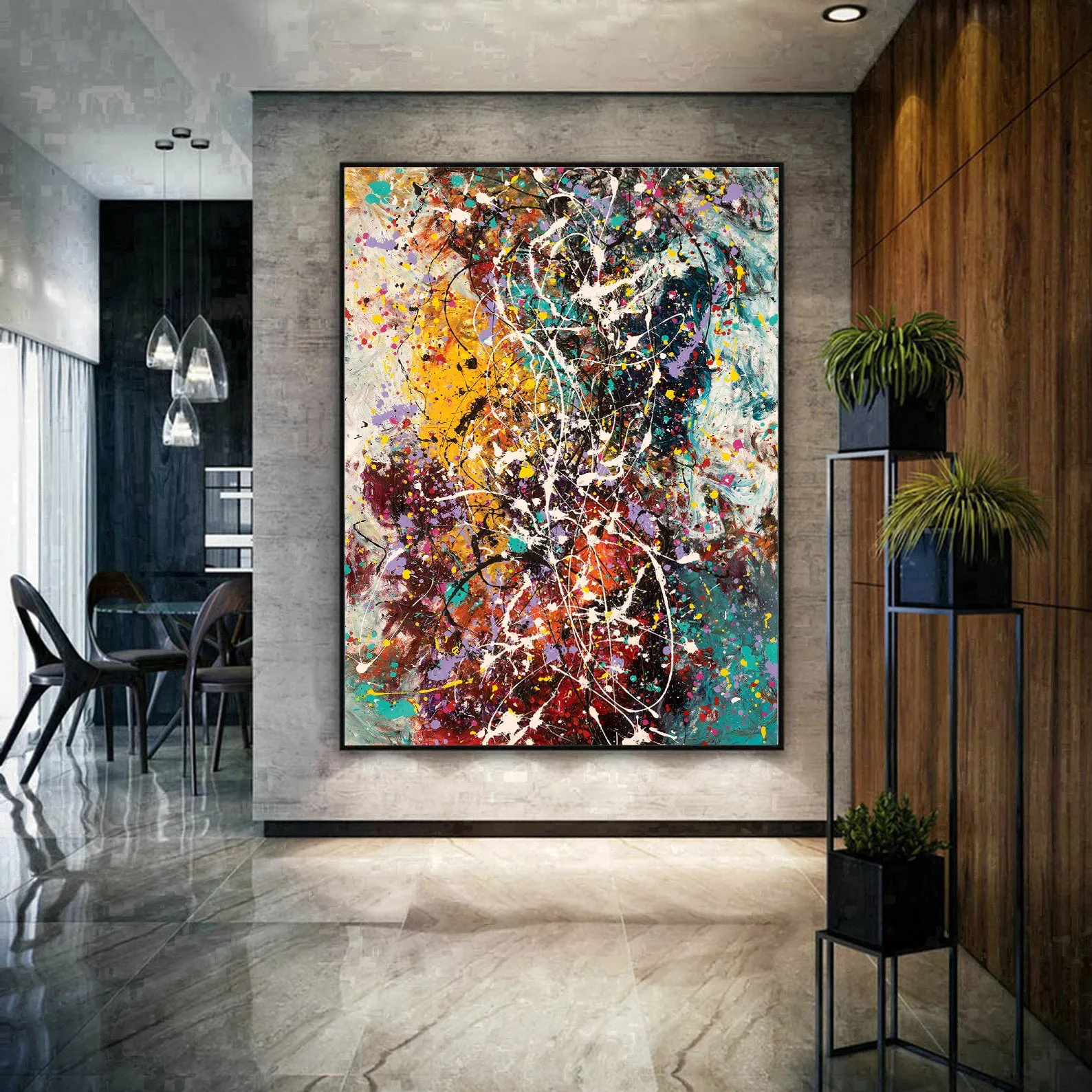 Valentine Gift Jackson Pollock Red Painting extra large abstract art Modern Wall oversize canvas - Amazing Abstract 24