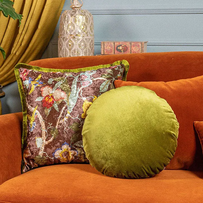 Velvet Oriental Garden Throw Cushion