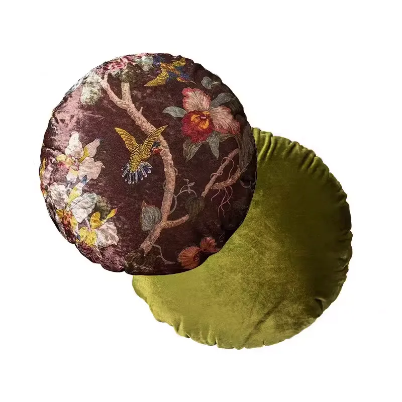 Velvet Oriental Garden Throw Cushion