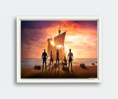 VERRE ART Printed Framed Canvas Painting for Home Decor Office Wall Studio Wall Living Room Decoration (14x10inch White Floater) - One Piece Netflix 2023 TV Series