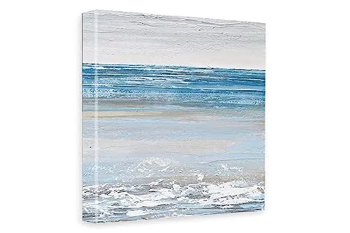 VERRE ART Printed Framed Canvas Painting for Home Decor Office Wall Studio Wall Living Room Decoration (22x22inch Wrapped) - Coral Beaches