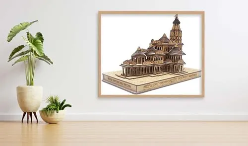 VERRE ART Printed Framed Canvas Painting for Home Decor Office Wall Studio Wall Living Room Decoration (34x22inch Wooden Floater) - Ayodhya Ram Mandir Ram Janam Bhoomi 51