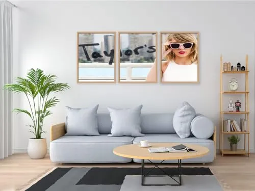 VERRE ART Printed Framed Canvas Painting for Home Decor Office Wall Studio Wall Living Room Decoration (46x27inch (Split in 3 Part) Wooden Floater) - Taylor swift 112