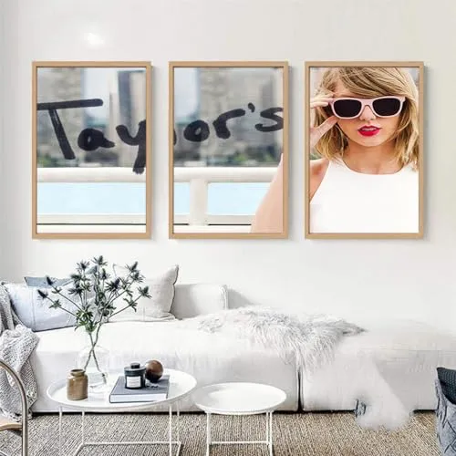 VERRE ART Printed Framed Canvas Painting for Home Decor Office Wall Studio Wall Living Room Decoration (46x27inch (Split in 3 Part) Wooden Floater) - Taylor swift 112