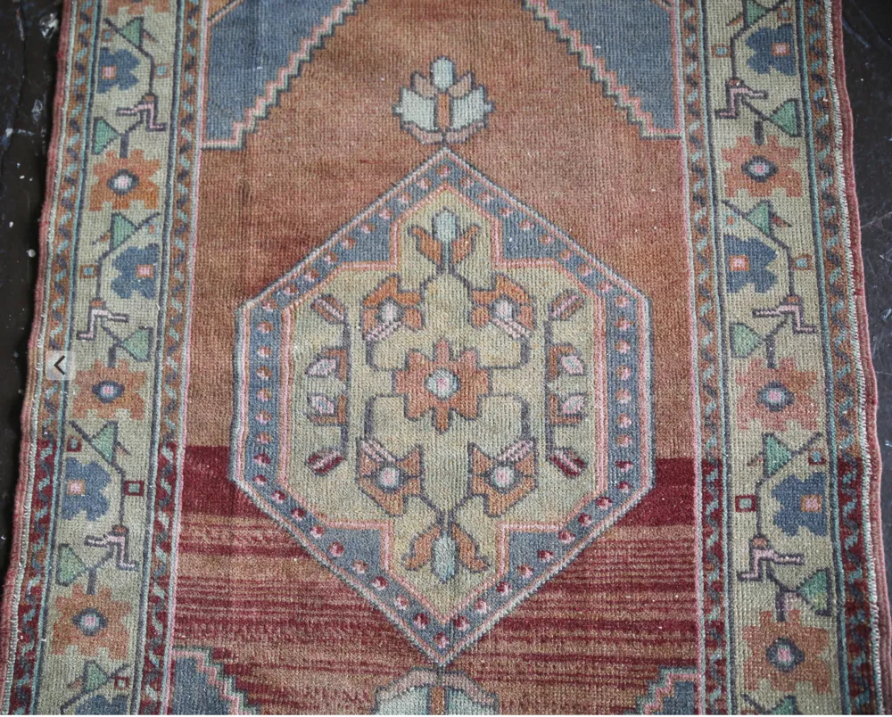 Vintage Faded Anatolian Rug 3.2ftx6.3ft