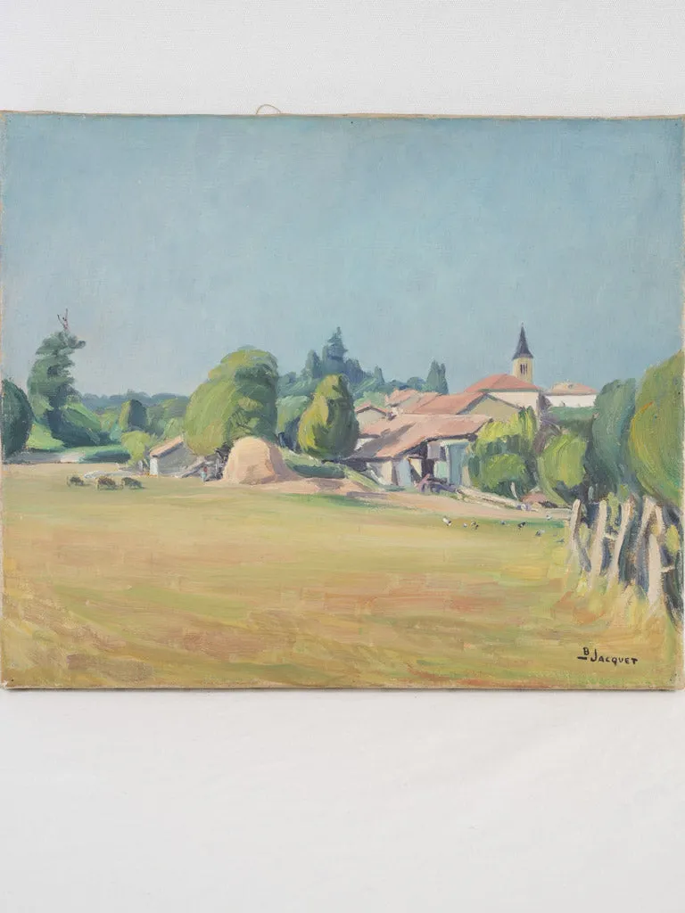 Vintage French pastoral landscape - B. Jacquet 18" x 21¾"