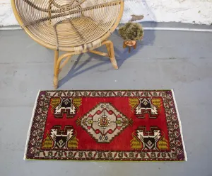 Vintage Mini Turkish Rug 20"x39"