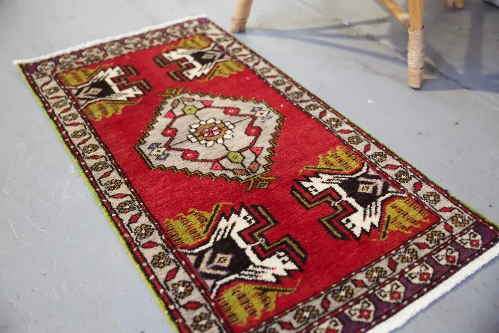 Vintage Mini Turkish Rug 20"x39"