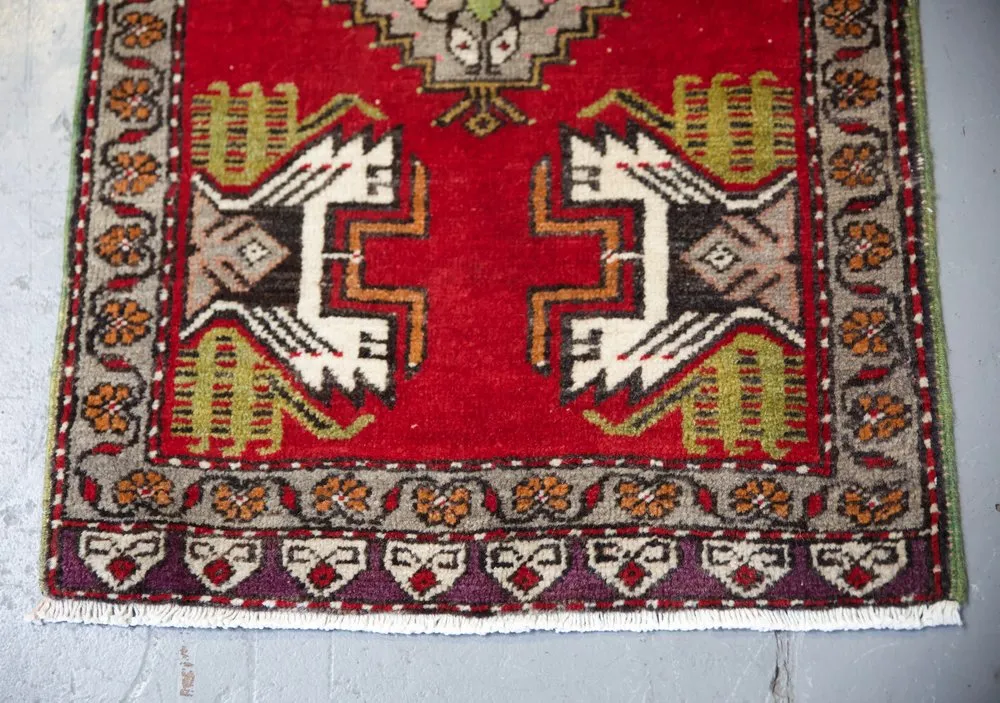 Vintage Mini Turkish Rug 21"x38"