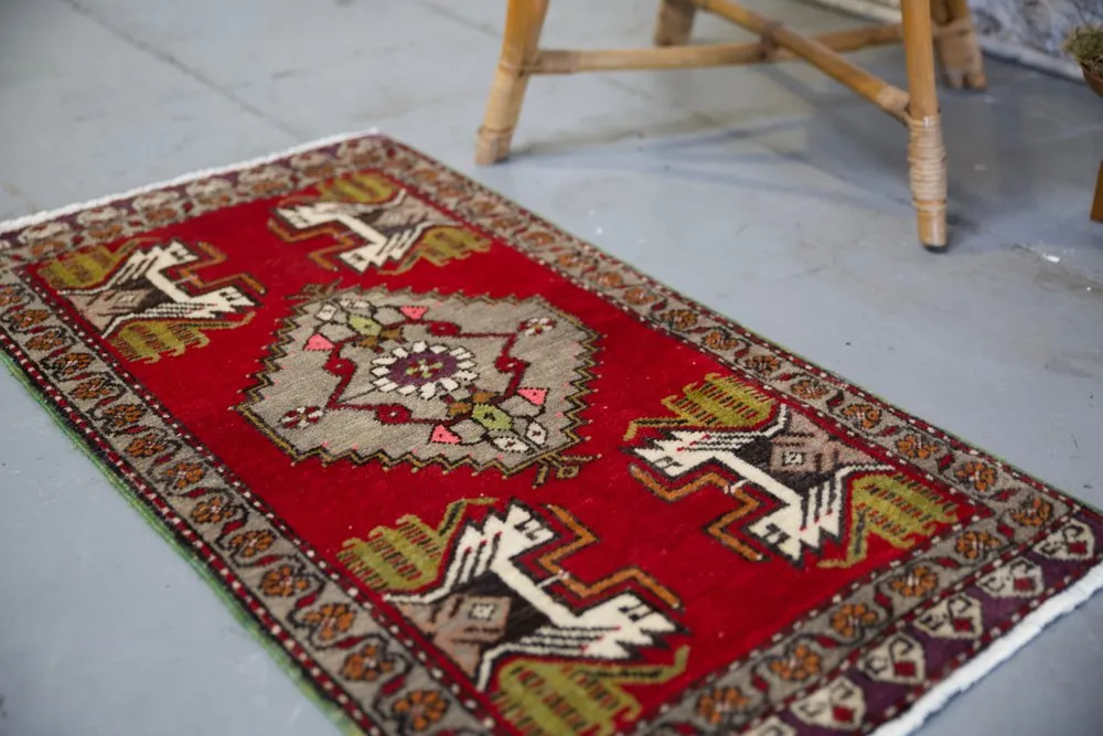 Vintage Mini Turkish Rug 21"x38"