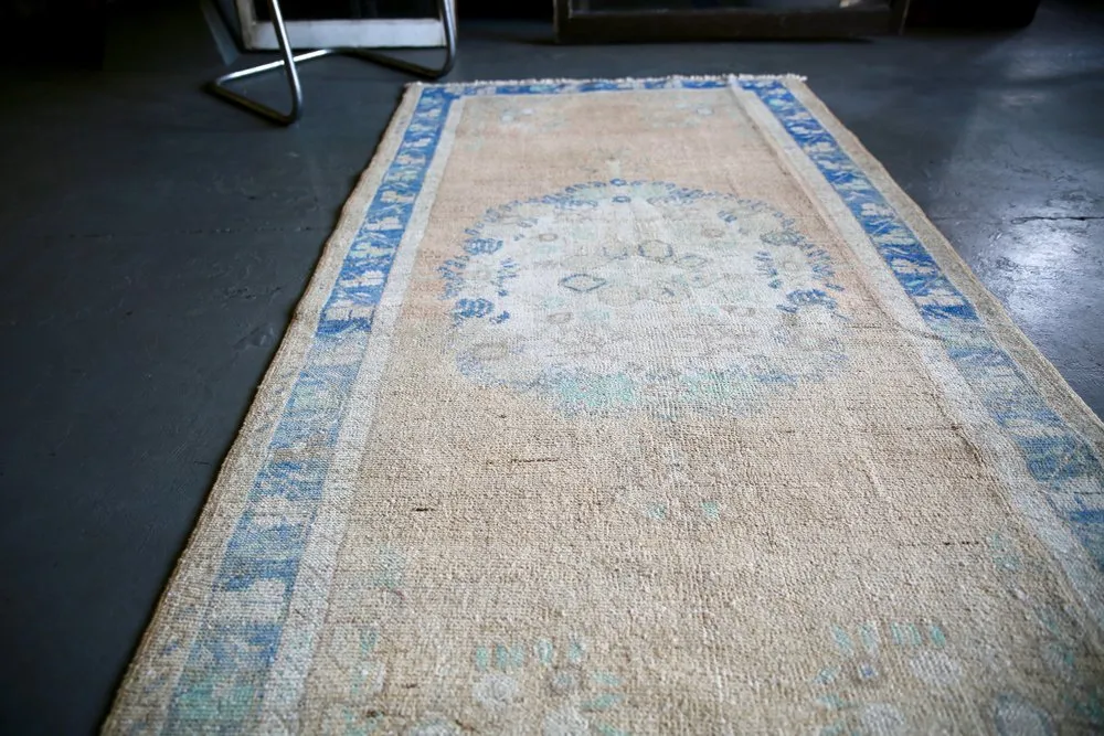 Vintage Southern Anatolian Faded Turkish rug 3.7ftx7ft