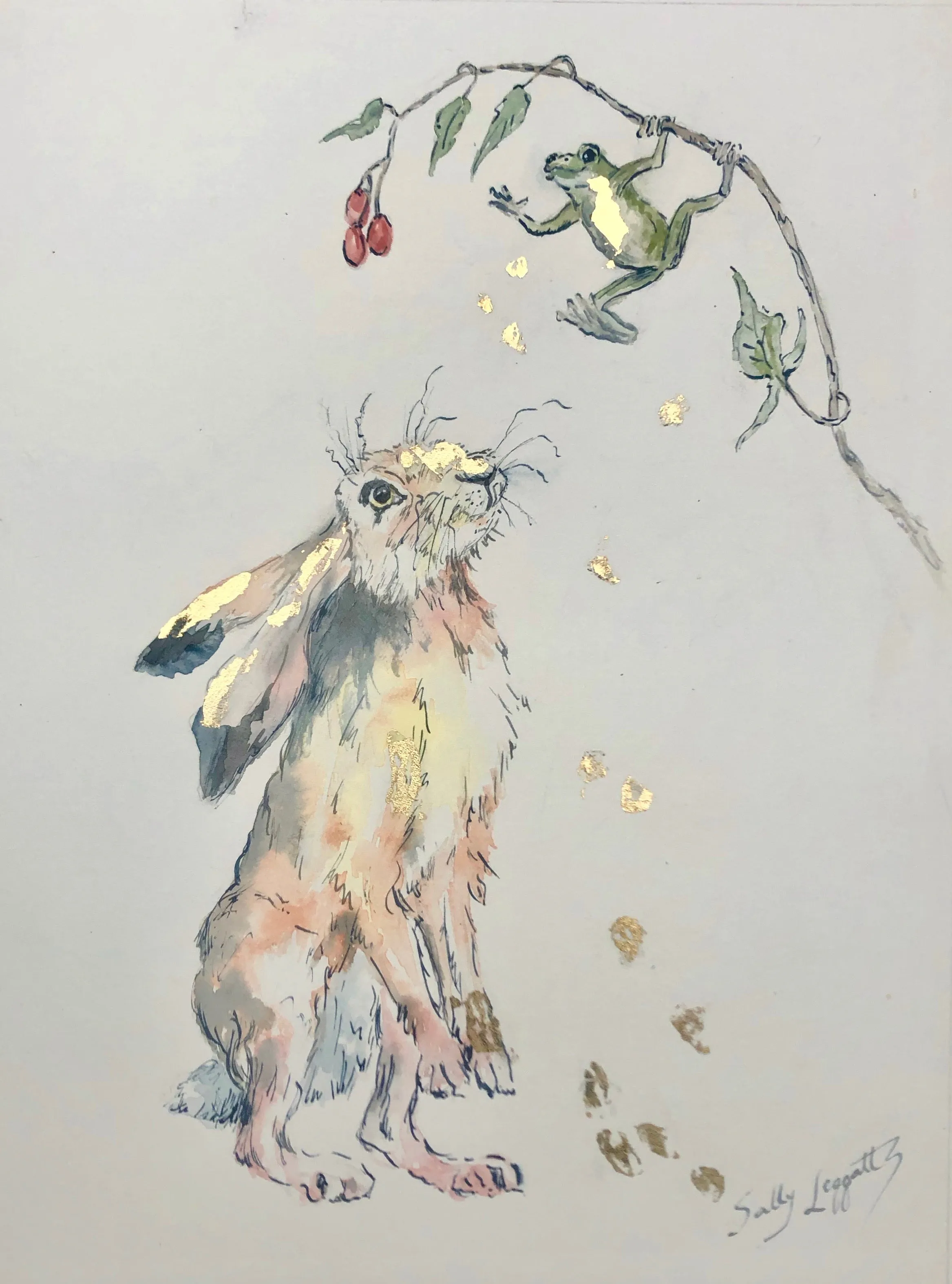 'You Never Know Who You Might Meet' - Hare and Frog - by Sally Leggatt